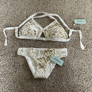 Beautiful white and gold LULI FAMA swimsuit.